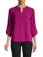 Lord And Taylor Separates Split Neck Roll-tab Blouse