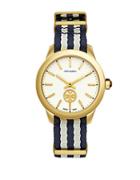 Tory Burch Classic The Collins Goldtone Nylon Strap Watch