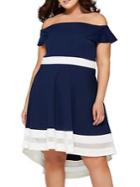 Quiz Curve Plus Frill Dip Hem Off-the-shoulder Dress