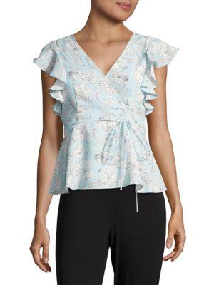 Design Lab Lord & Taylor Design Lab Ruffled Floral Blouse