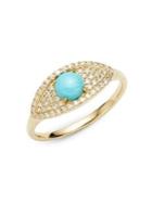Effy 14k Yellow Gold, Turquoise & Diamond Ring