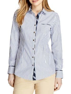Brooks Brothers Striped Tie-trim Blouse