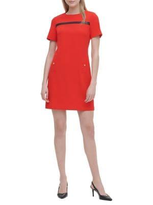 Calvin Klein Faux-leather Stripe Sheath Dress