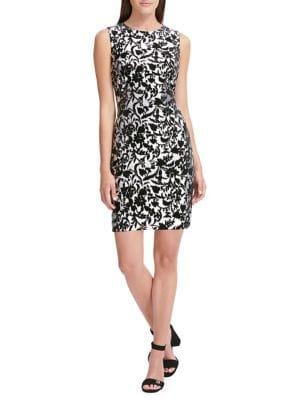 Tommy Hilfiger Printed Metallic Velvet Sheath Dress