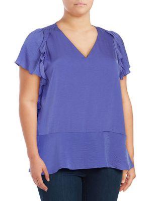 Michael Michael Kors Plus Flounce V-neck Top
