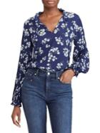 Lauren Ralph Lauren Printed Tie-neck Georgette Top