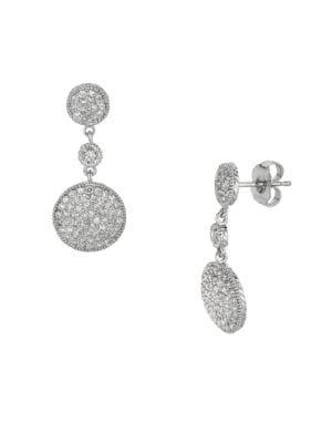 Morris & David 14k White Gold & Diamond Pave Circle Drop Earrings, 1.02 Tcw