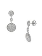 Morris & David 14k White Gold & Diamond Pave Circle Drop Earrings, 1.02 Tcw