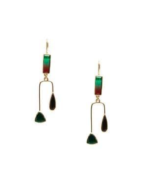 Sole Society Goldtone And Multicolored Stone Dangle Earrings
