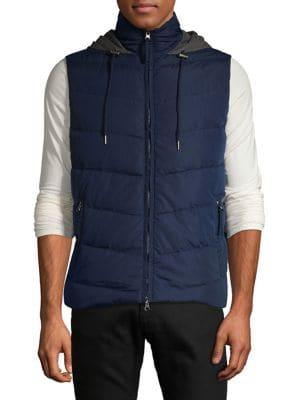 Black Brown Knit-hood Down Puffer Vest