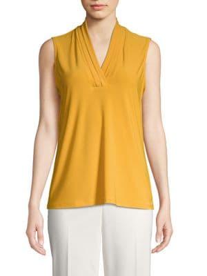 Anne Klein Pleated V-neck Sleeveless Blouse