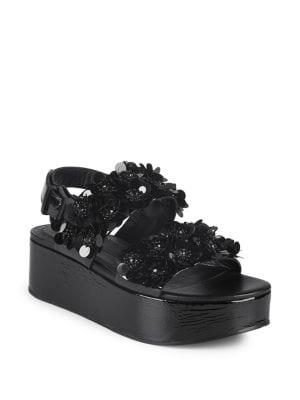 Kennel & Schmenger Floral Applique Flatform Sandals
