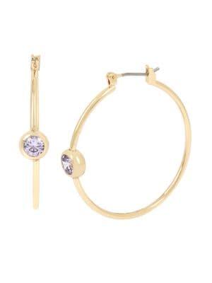 H Halston Goldtone And Cubic Zirconia Hoop Earrings