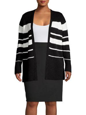 Calvin Klein Plus Multi-striped Open Front Cardigan