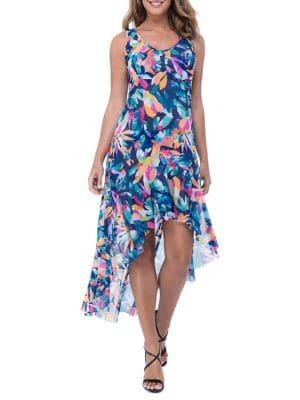 Profile By Gottex Printed High-low Mesh Dress