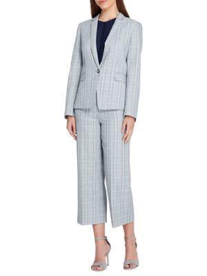 Tahari Arthur S. Levine Petite Notch-collar Plaid Jacket