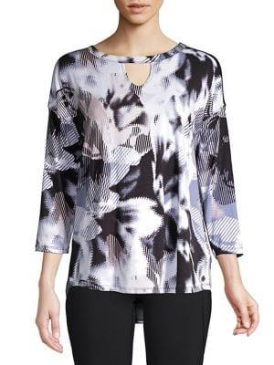 Calvin Klein Performance Floral Three-quarter Sleeve Top