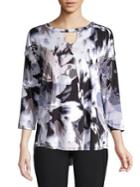 Calvin Klein Performance Floral Three-quarter Sleeve Top