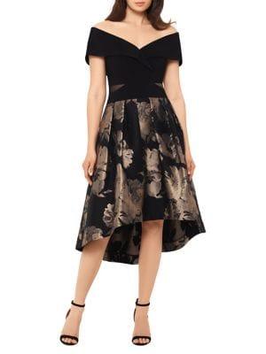 Xscape Off-the-shoulder Floral Fit-&flare Dress