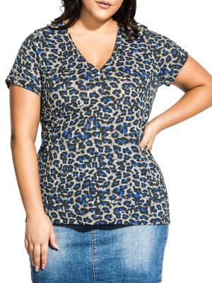 City Chic Plus Leopard-print Tee