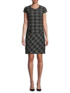 Karl Lagerfeld Paris Short Sleeve Plaid Knit Dress