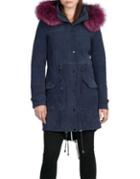 Bagatelle City Classic Suede Parka With Fox Fur Trim