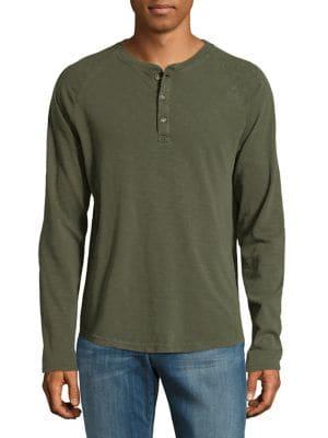 Black Brown Raglan-sleeve Cotton Henley