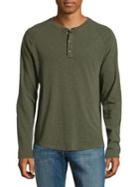 Black Brown Raglan-sleeve Cotton Henley