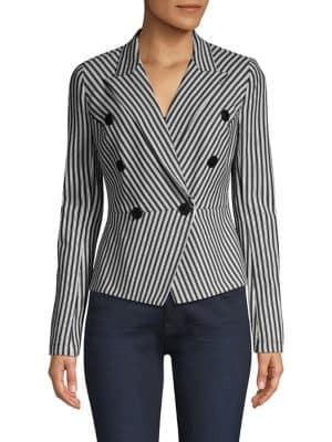 Bailey 44 Gelato Stripe Double-breasted Peplum Jacket