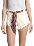 Free People Frayed Denim Shorts With Belt