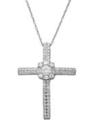 Lord & Taylor 14kt. White Gold And 0.5 Tcw Diamond Cross Pendant Necklace