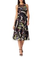 Tahari Arthur S. Levine Tied Embroidered Mesh Midi Fit-&-flare Dress