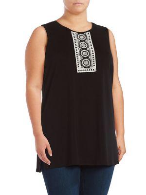 Vince Camuto Plus Crochet Trim Top