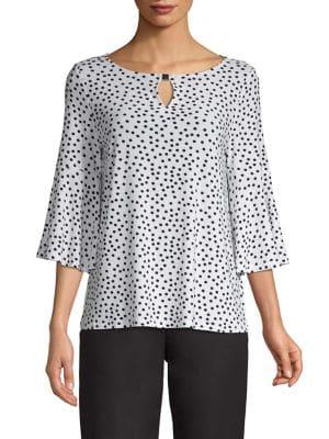 Kasper Polka Dot-print Bell-sleeve Top