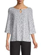 Kasper Polka Dot-print Bell-sleeve Top