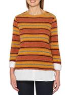 Rafaella Petite Textured Striped Sweater