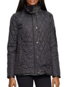 Lauren Ralph Lauren Rounded Faux Leather Patch Quilted Jacket