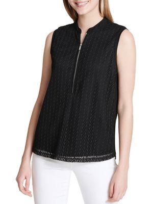 Calvin Klein Sleeveless Zip Front Top