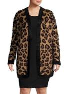 Lord & Taylor Plus Leopard Printed Faux-fur Cardigan