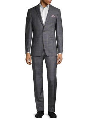 Tallia Orange Plaid Wool Suit