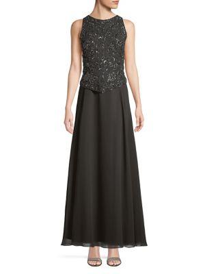 J Kara Embellished Top Sleeveless Gown