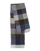 Black Brown Fringed Checked Scarf
