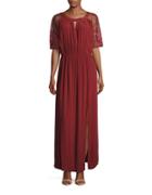 California Moonrise Embroidered Mesh-accented Maxi Dress
