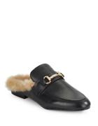 Steve Madden Jill Leather And Faux Fur Mules