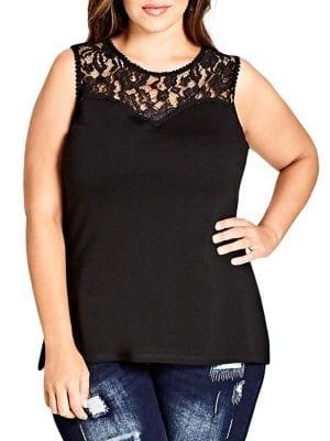 City Chic Plus Takeo Lace Top
