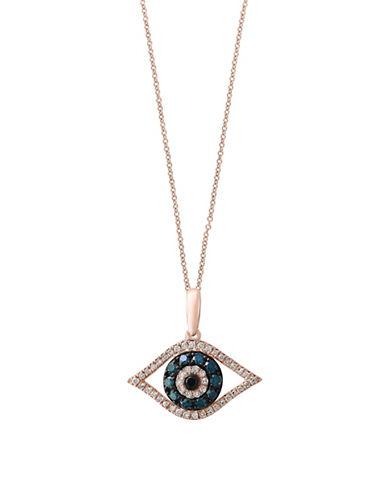 Effy Novelty Diamond, Black Diamond, Blue Diamond And 14k Rose Gold Pendant Necklace