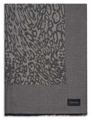 Calvin Klein Leopard-print Chambray Scarf