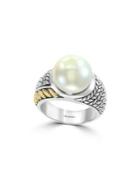 Effy 925 Sterling Silver, 18k Yellow Gold & 12mm Round Freshwater Pearl Ring