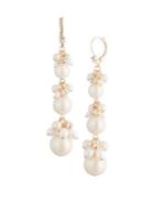 Carolee Pacific Pearls 8-12mm Freshwater Pearl And Faux Pearl Triple Cluster Earrings