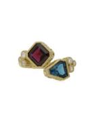 Ripka Boca Rhodolite, London Blue Topaz, Diamond And 14k Yellow Gold Wrap Ring